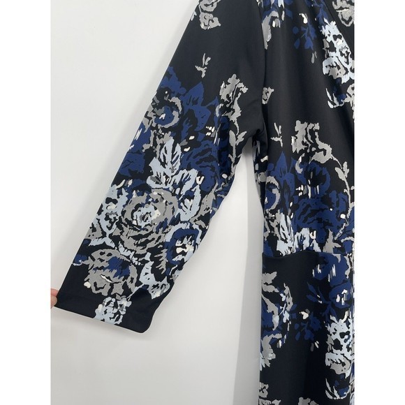 NINE & CO. MULTI-COLOR FLORAL DESIGN 3/4 SLEEVE DRESS SIZE L - Picture 4 of 6